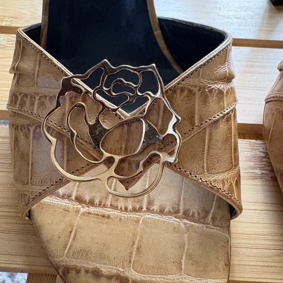 Versace Brown Croc-Embossed Mules with Gold Detail - Picture 10 of 12